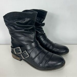 REMONTE black leather moto combat boots